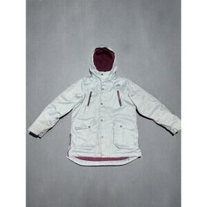 LL Bean Fleece Lined Jacket Youth Large 14-16 Blue Winter Hooded Snow Parka